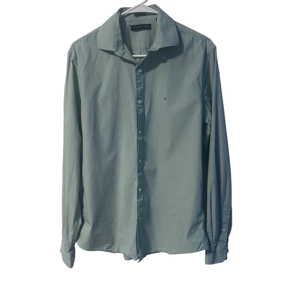 Tommy Hilfiger Slim Fit Stretch Button Down Shirt Plaid Checkered M‎
